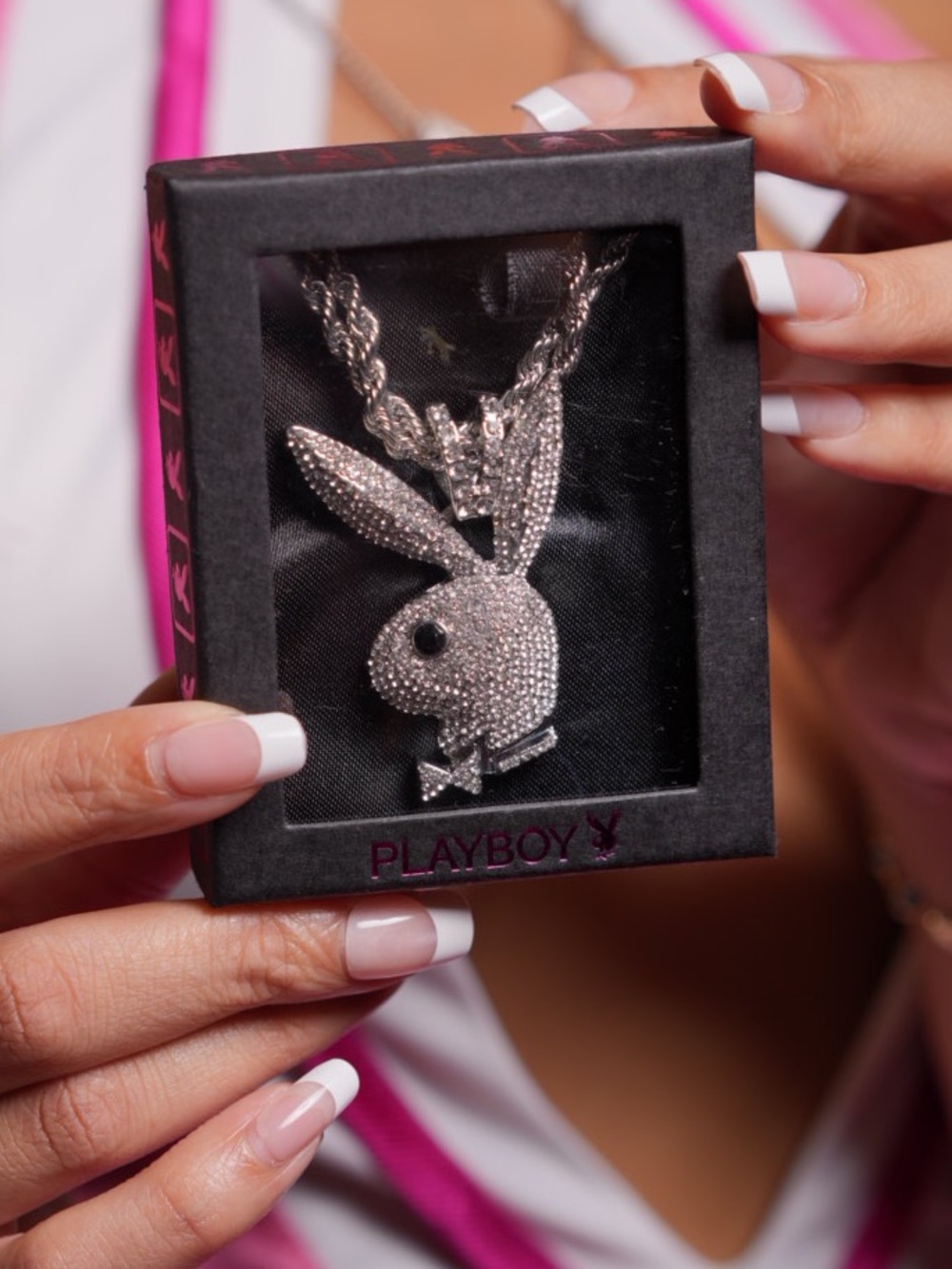 AUTHENTIC PLAYBOY Silver Bunny Pendant Necklace Vintage